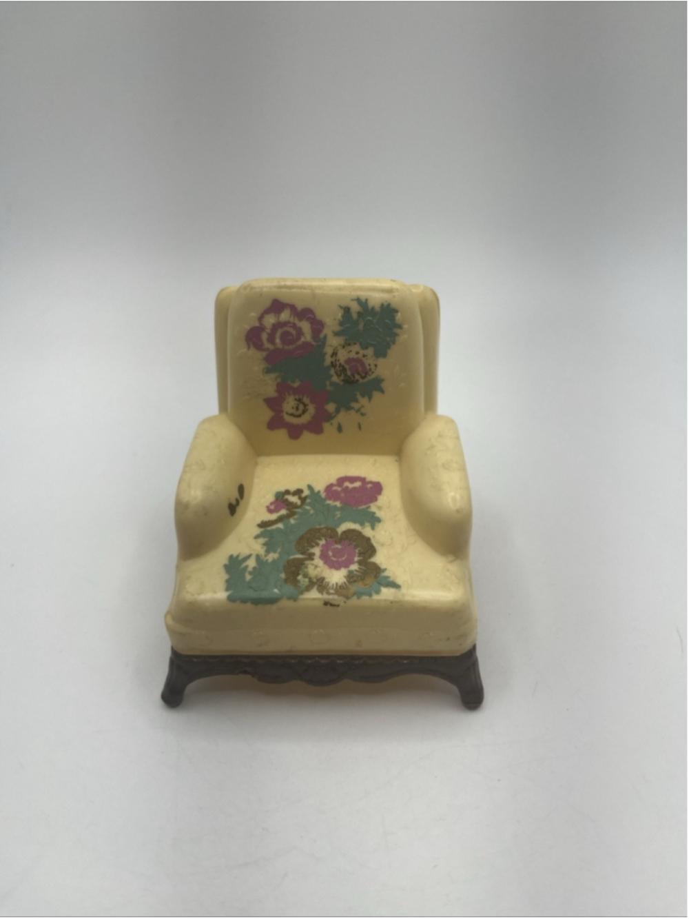 VTG Renwal Club Chair L-76 Stenciled 1954-55 Cream Dollhouse Miniature Furniture